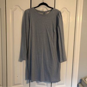 LOFT Heather Blue Sweatshirt Dress w/ Gold Zipper Detail